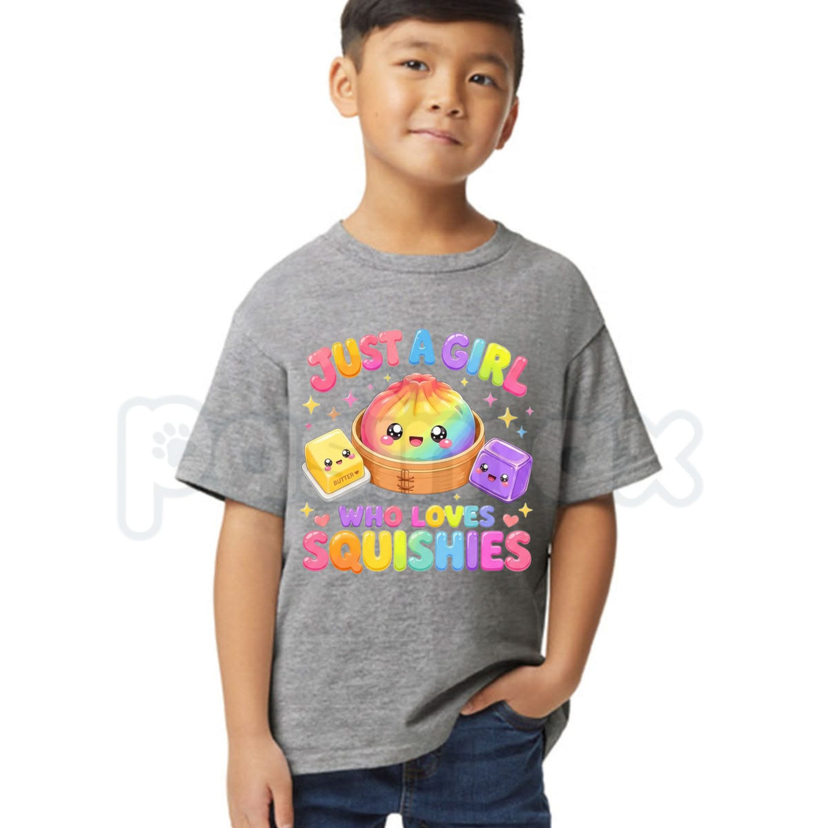 Just A Girl Who Loves Squishies Cute Kawaii Kid T-Shirt – Soft Plush Toy Graphic Tee