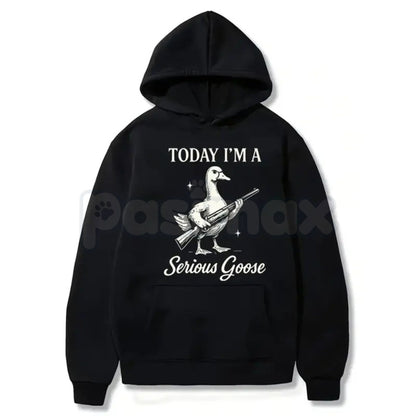 Serious Goose Graphic Shirt – Quirky Animal Art Hoodie & Funny Slogan Streetwear Sweatshirt