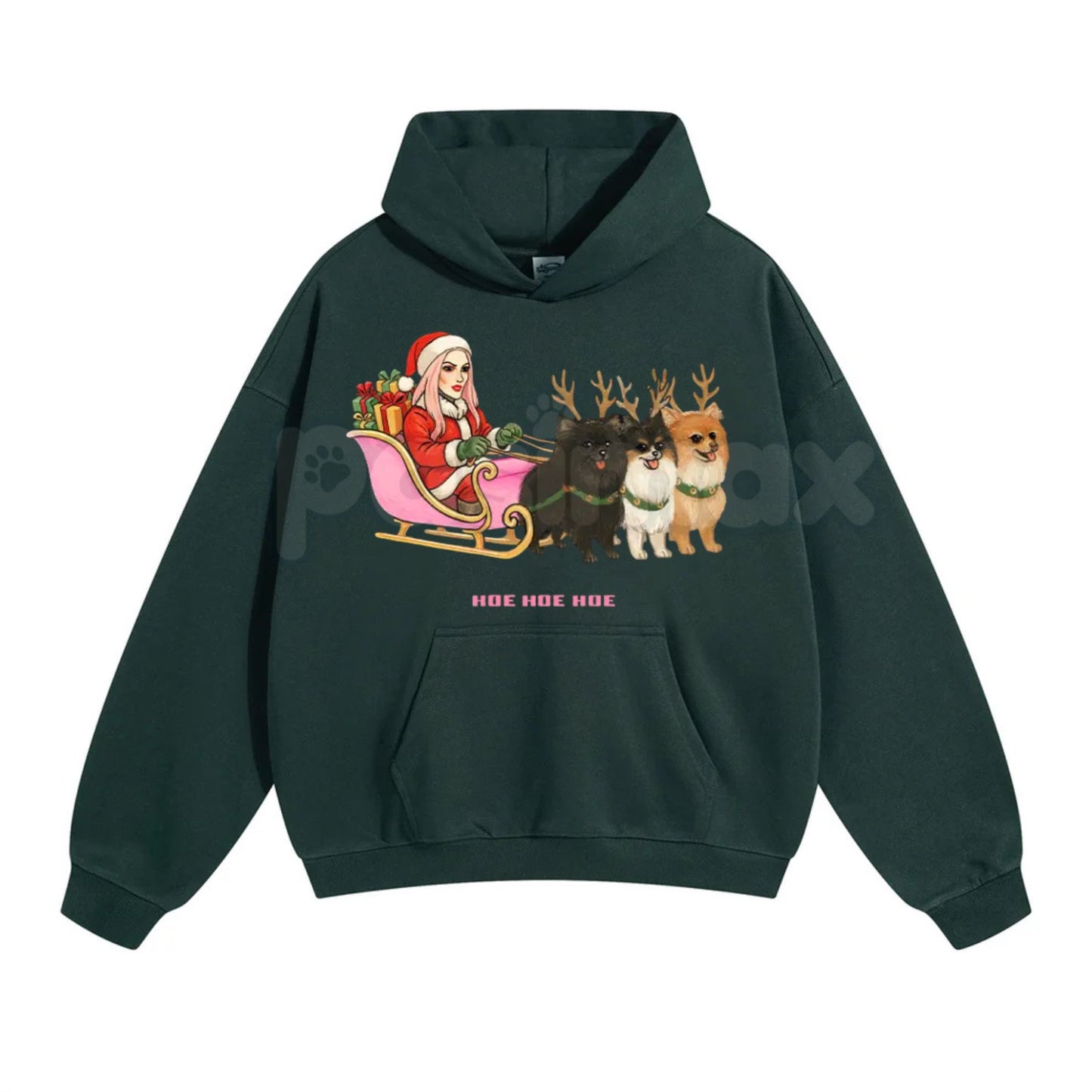 "Hoe Hoe Hoe" Holiday Hoodie – Funny Risqué Christmas Slogan Pullover, Adult Festive Humor Apparel, Unisex