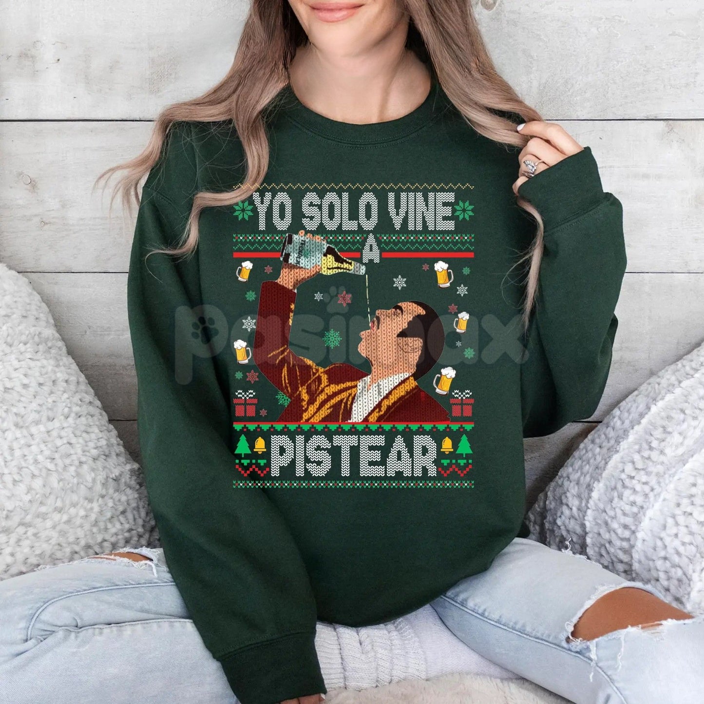 Yo Solo Vine a Pistear Mexico Ugly Christmas Sweater | Funny Fiesta Drinking Holiday Pullover | Spanglish Party Jumper