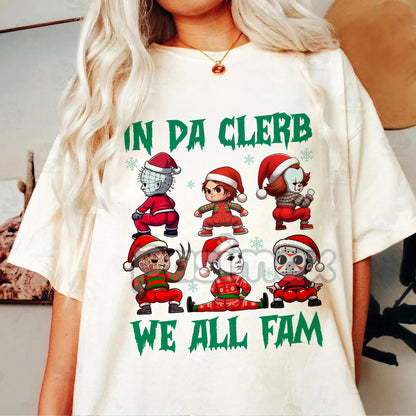 Merry Creepmas T-Shirt - Christmas Halloween Movies Characters Tee, Chibi Movie Characters Shirt