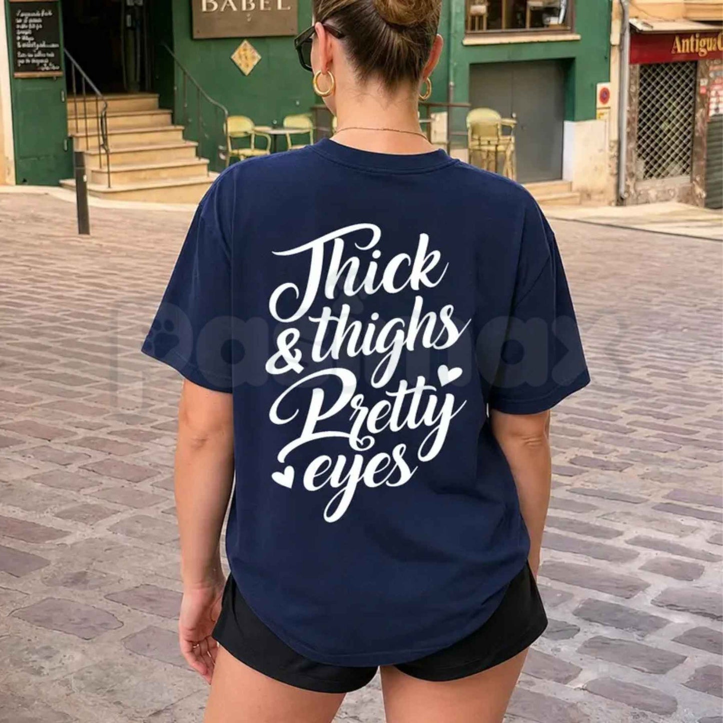 Thick Thighs Pretty Eyes Gym T-Shirt – Funny Fitness Workout Unisex Graphic Tee
