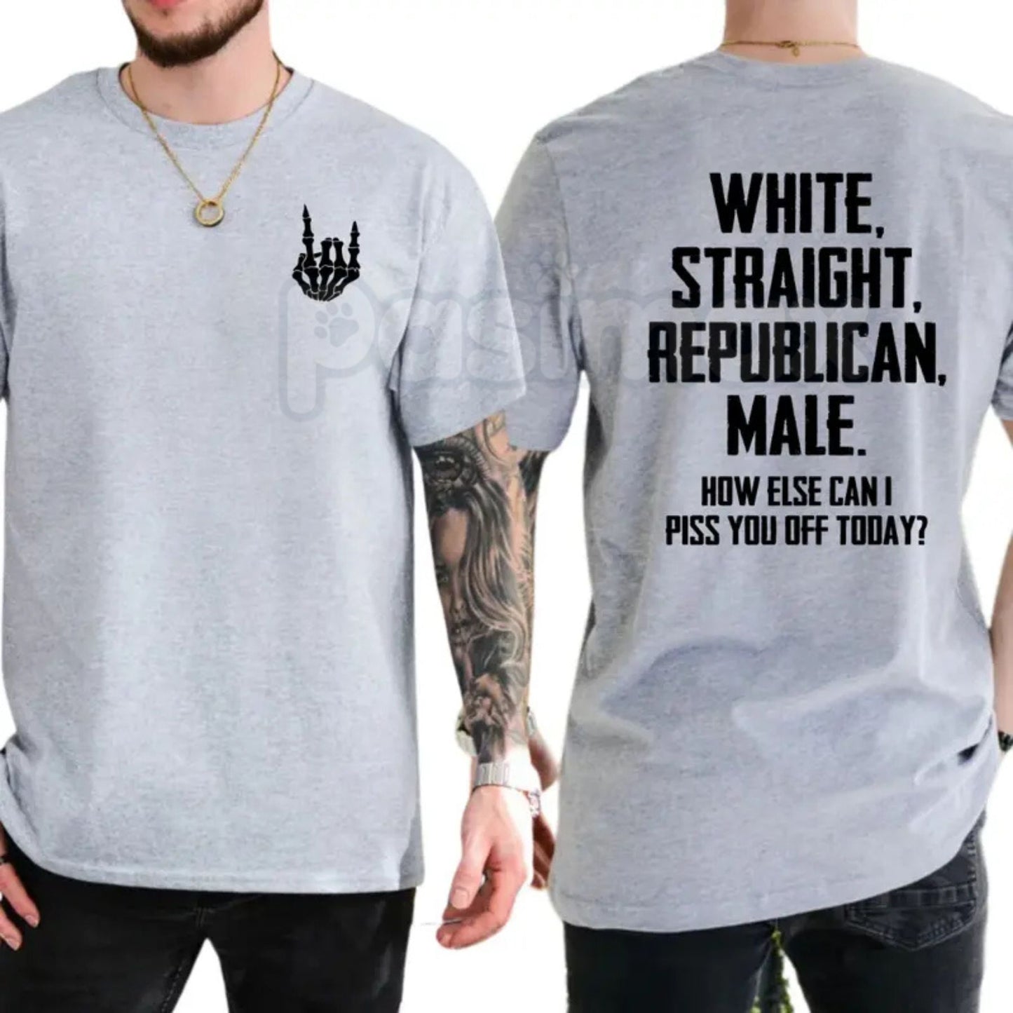 "White Straight Republican Male" T-Shirt – Bold Identity Graphic Tee, Premium 100% Cotton Conservative Menswear, Soft Lived-In Heavyweight Statement Shirt, Made in USA