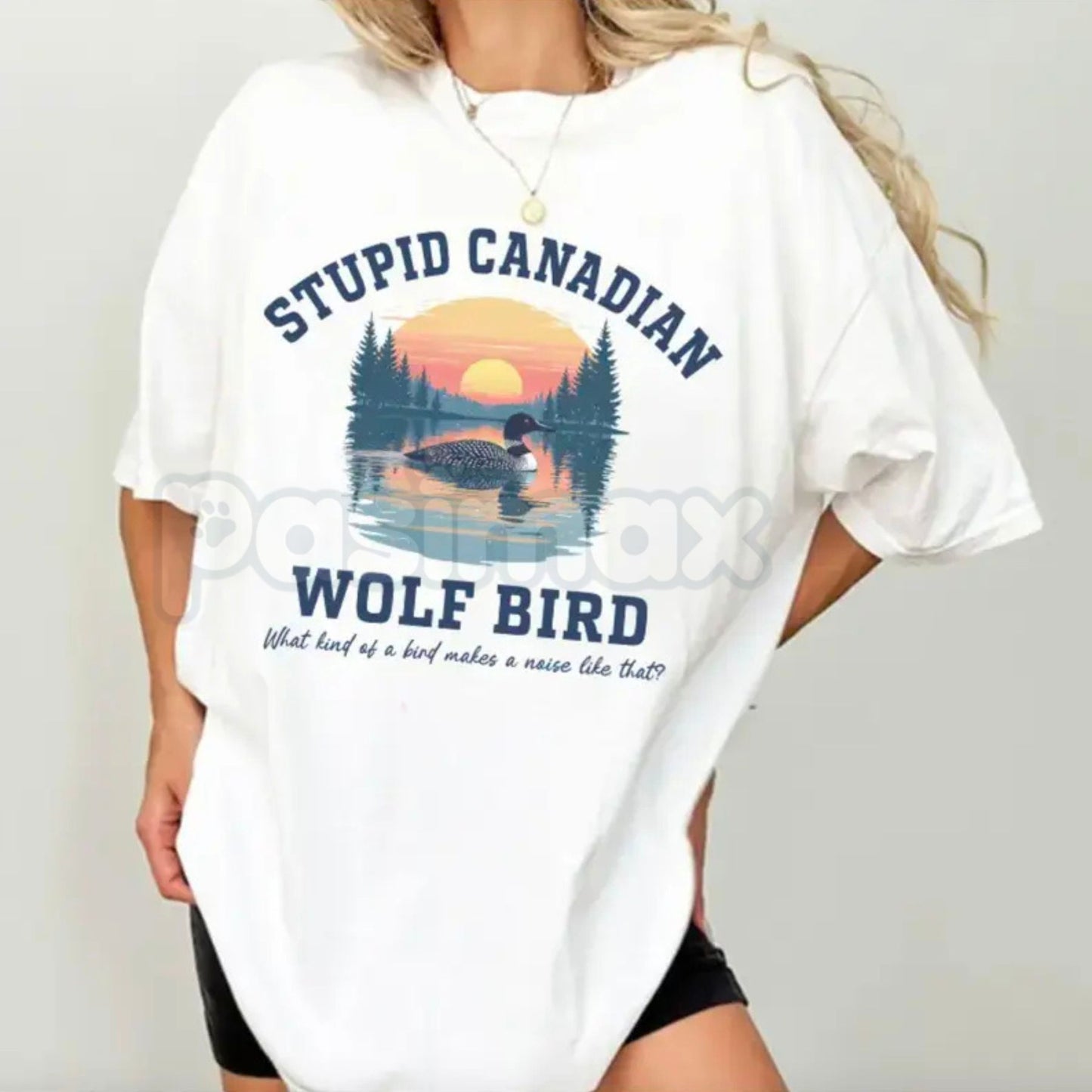 "Stupid Canadian Wolf Bird" Hockey Romance T-Shirt - Funny LGBT Hockey Fan Gift, BookTok Sarcastic Sports Romance Tee, Unisex Pucking Around Inspired Top