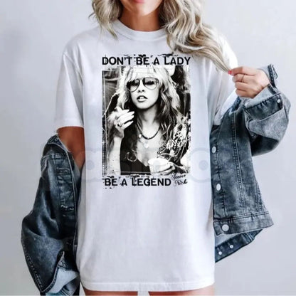 Stevie Nicks Vintage "Don't Be A Lady Be A Legend" T-Shirt – Retro 70s Rock Graphic Tee, Premium 100% Cotton Boho Goddess Top, Soft Lived-In Heavyweight Fleetwood Mac Fan Shirt, Made in USA