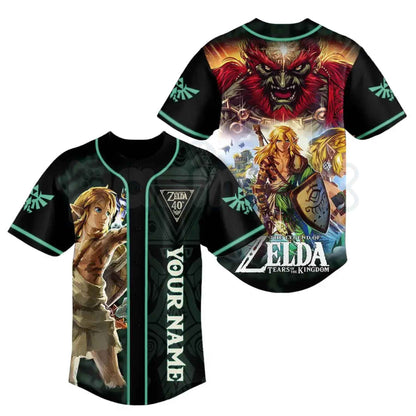 The Legend of Zelda 40th Anniversary Custom Name Baseball Jersey – Personalized Gaming Fan Shirt