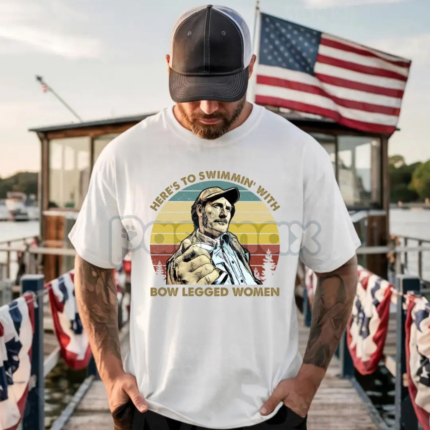 Quint's Toast Jaws T-Shirt - Vintage Nautical Slogan Tee, Retro Movie Fan Gift, "Bow Legged Women" Humorous Apparel