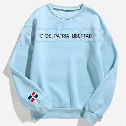 DIOS.PATRIA.LIBERTAD Sweatshirt | Dominican Republic National Motto Jumper | Patriotic Spanish Pride Crewneck | DR Heritage Gift