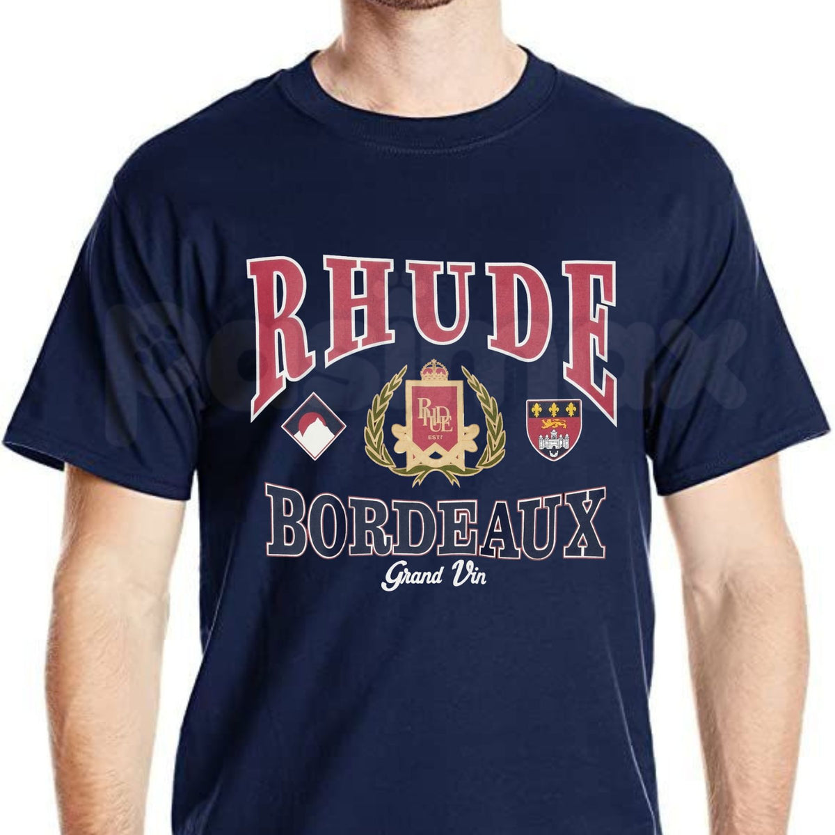 Rhude Bordeaux Grand Prix Graphic T-Shirt – Luxury Vintage Motorsport Streetwear Tee