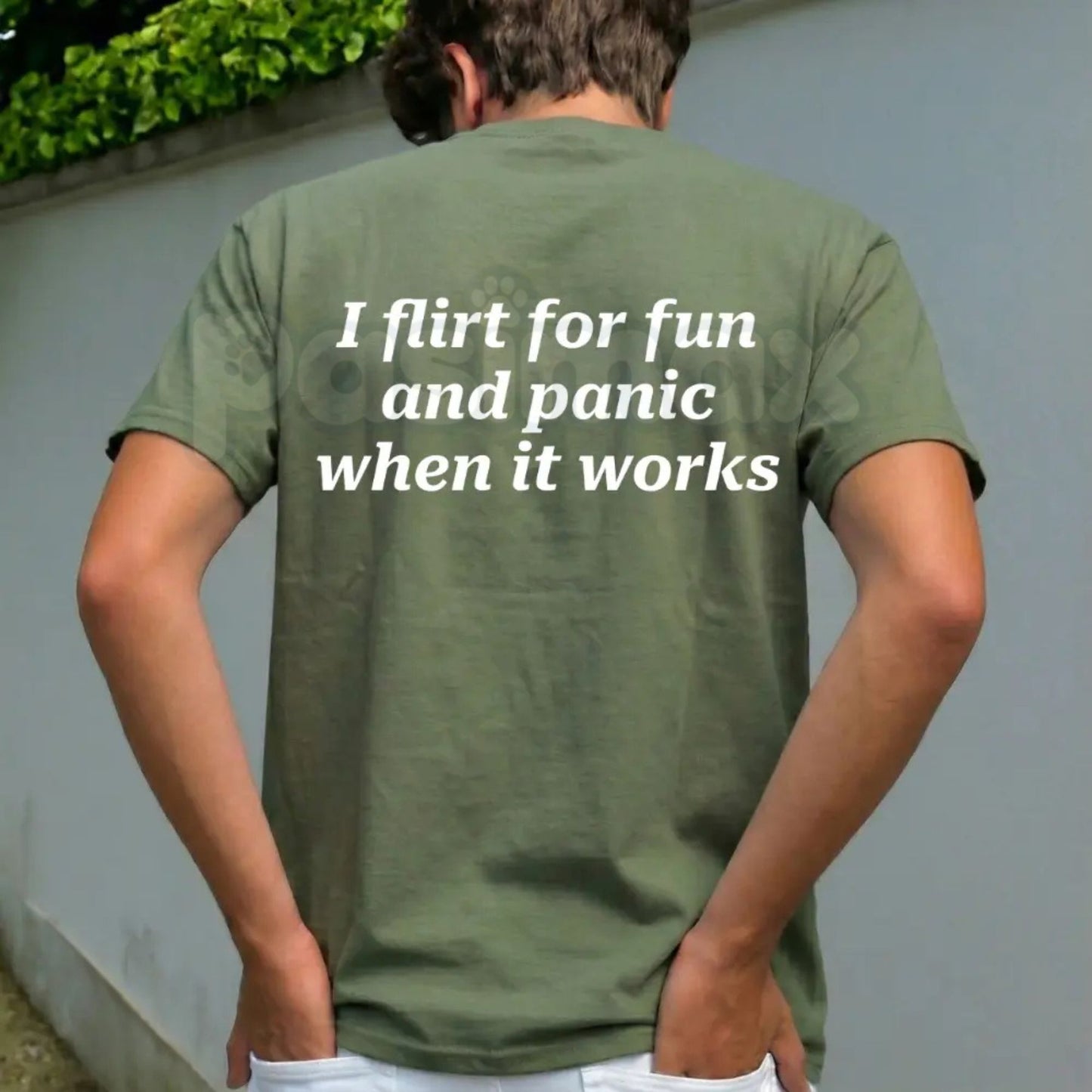 "I Flirt For Fun And Panic When It Works" T-Shirt - Funny Relatable Social Anxiety Graphic Tee, Sarcastic Dating Humor Shirt, Premium Heavyweight Unisex Statement Top, Introvert Humor Gift Apparel, Aesthetic Slogan Streetwear