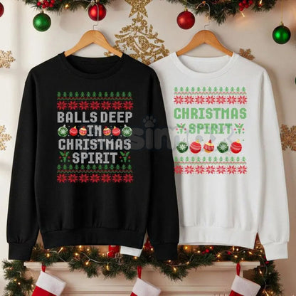 Funny Couples Christmas Sweatshirt | Christmas Spirit Couple Matching Jumpers | Humorous Holiday Relationship Gift