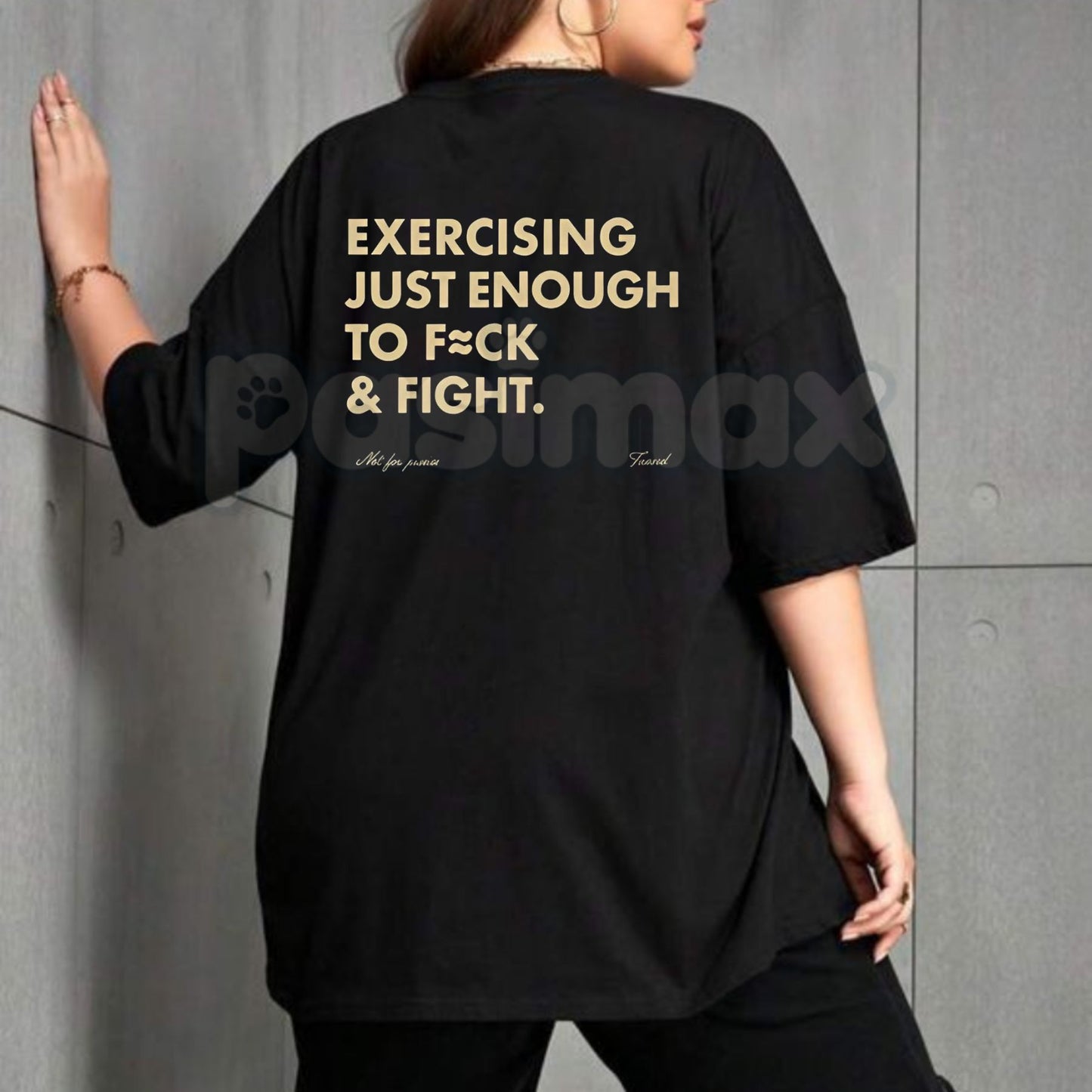 Funny "Exercising Just Enough to F≈ck & Fight" T-Shirt - Sarcastic Gym & Fitness Tee, Blue Collar Humor Graphic Shirt, Inappropriate Adult Workout Apparel