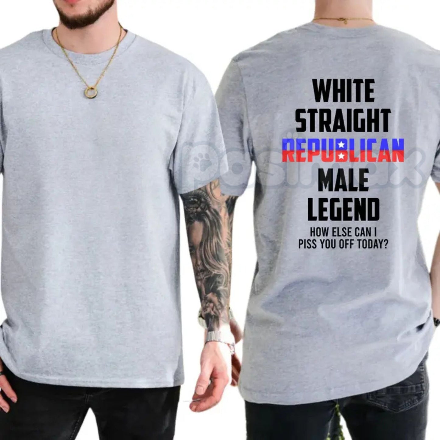 "White Straight Republican Male Legend" T-Shirt – Bold Identity Graphic Tee, Premium 100% Cotton Conservative Menswear, Soft Lived-In Heavyweight Heritage Shirt, Made in USA