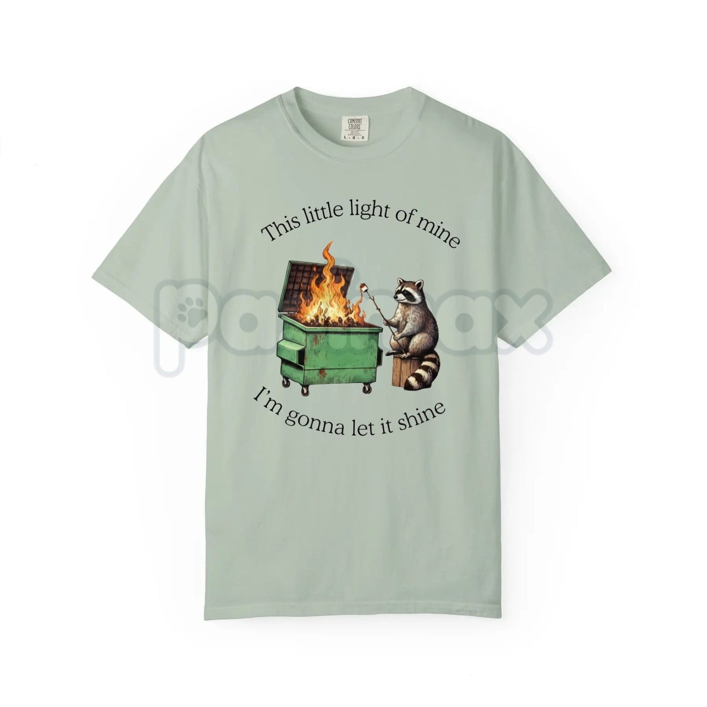 Comfort Colors® Dumpster Fire Raccoon T-Shirt – Funny Mental Health Parody Tee, Relatable Trash Panda Shirt, Sarcastic Chaos Graphic Top