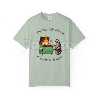 Comfort Colors® Dumpster Fire Raccoon T-Shirt – Funny Mental Health Parody Tee, Relatable Trash Panda Shirt, Sarcastic Chaos Graphic Top