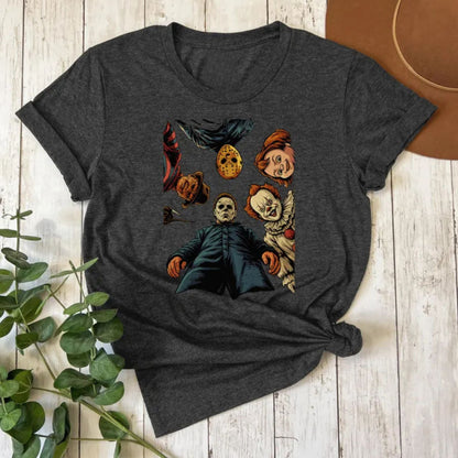 Spooky 90s Horror Movie Characters Shirt - Trendy Halloween Tee, Vintage Horror Apparel