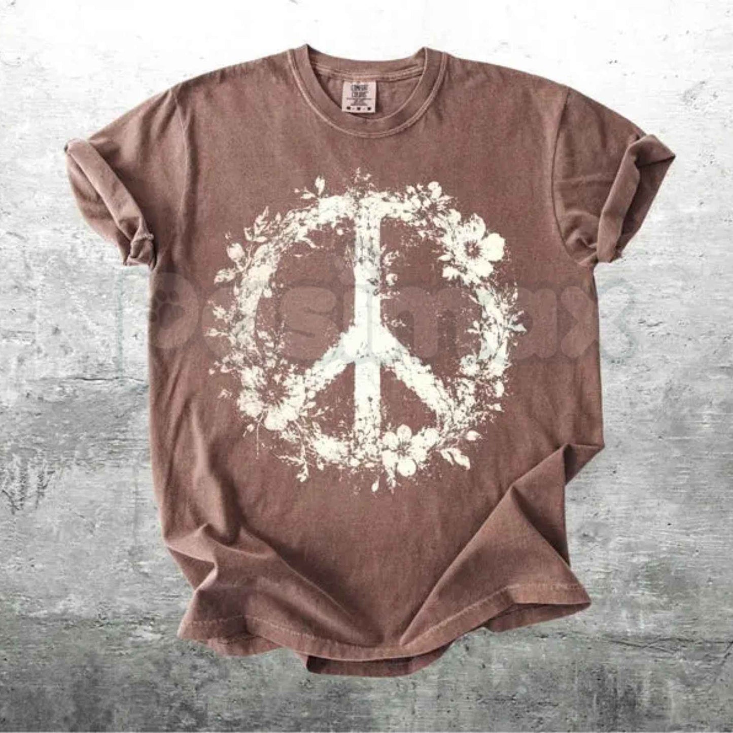 Comfort Colors® Boho Floral Peace T-Shirt – Vintage Flower Child Graphic Tee, Retro Aesthetic Bohemian Unisex Top