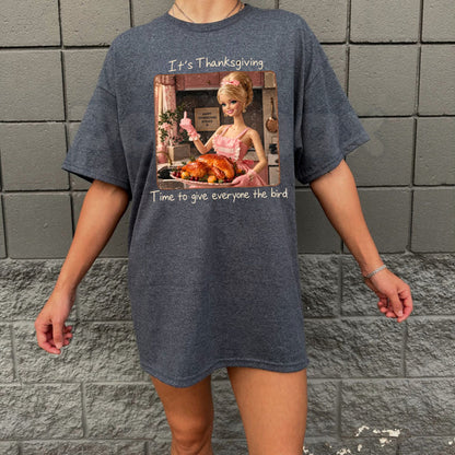 Comfort Colors® Funny Thanksgiving Doll Face T-Shirt – Retro Sarcastic Holiday Graphic Tee, Quirky Turkey Day Unisex Top & Gift