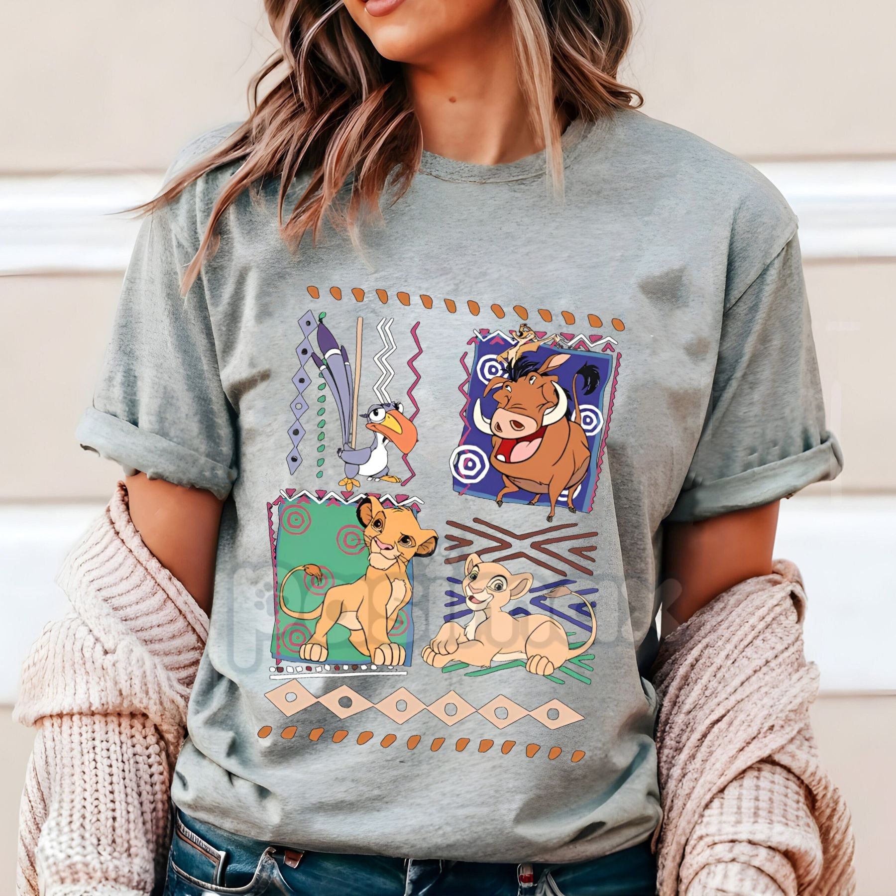 90s Lion King ライオンキング Tシャツ ネイビー L 古着 90s USA製 Disney The Lion King ライオンキング 豪華 マルチ