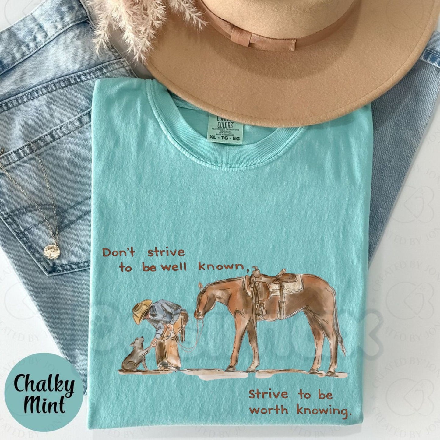 Comfort Colors® "Strive To Be Worth Knowing" T-Shirt – Inspirational Quote Graphic Tee, Aesthetic Motivational Shirt, Minimalist Mental Health Gift