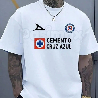 Men's Cruz Azul "Cemento" Logo Graphic T-Shirt – Classic Soccer Heritage Club Pride Unisex Crewneck Tee