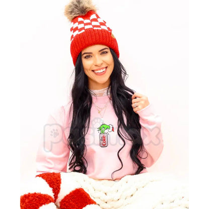 Embroidered Christmas Drink Sweatshirt – Festive Holiday Beverage Crewneck