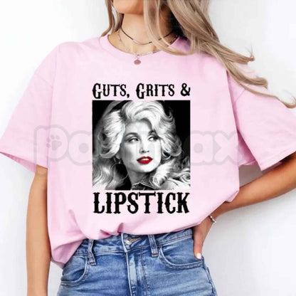 Guts Grit And Lipstick T-Shirt – Dolly Parton Country Cowgirl Unisex Cotton Tee