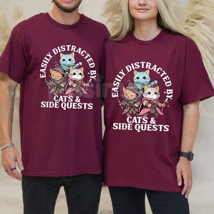 Tabletop Distraction Cat Meme T-Shirt - RPG Side Quest Funny Slogan Tee, D&D Game Night Humor Apparel, Unisex Cat Owner Gift