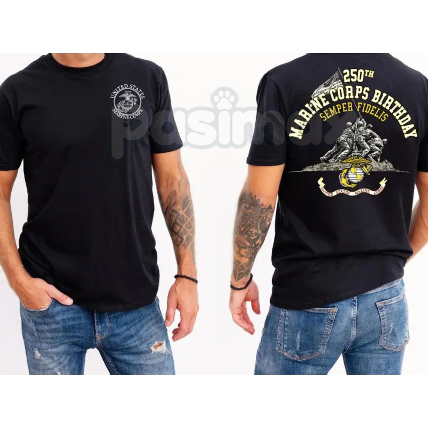 USMC 250th Anniversary T-Shirt - EGA Tribute Marine Corps Birthday Tee, Collectible Veteran Gear, Official Milestone Design