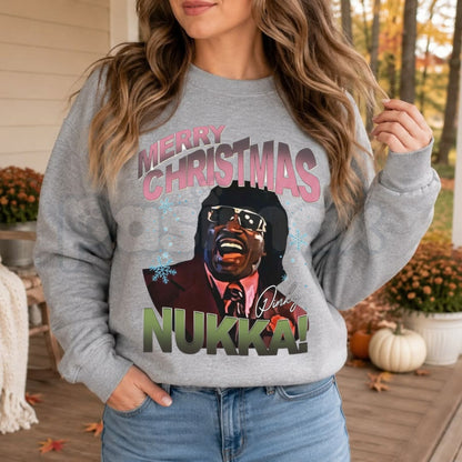 Merry Christmas Nukka Pink Sweatshirt | Pinky Christmas Holiday Graphic Crewneck