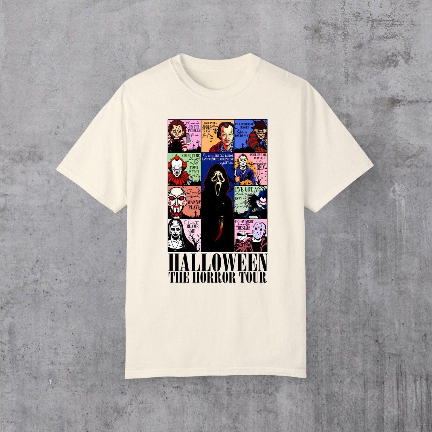 "The Horror Tour" T-Shirt - Creepy Halloween Graphic Tee, Vintage Style Horror Movie Fan Gift