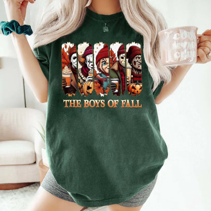 'The Boys Of Fall' Horror Shirt – Fall Vibes Halloween Tee, Horror Friends Autumn Shirt, Cozy Season Fan Gift, Unisex Graphic Top