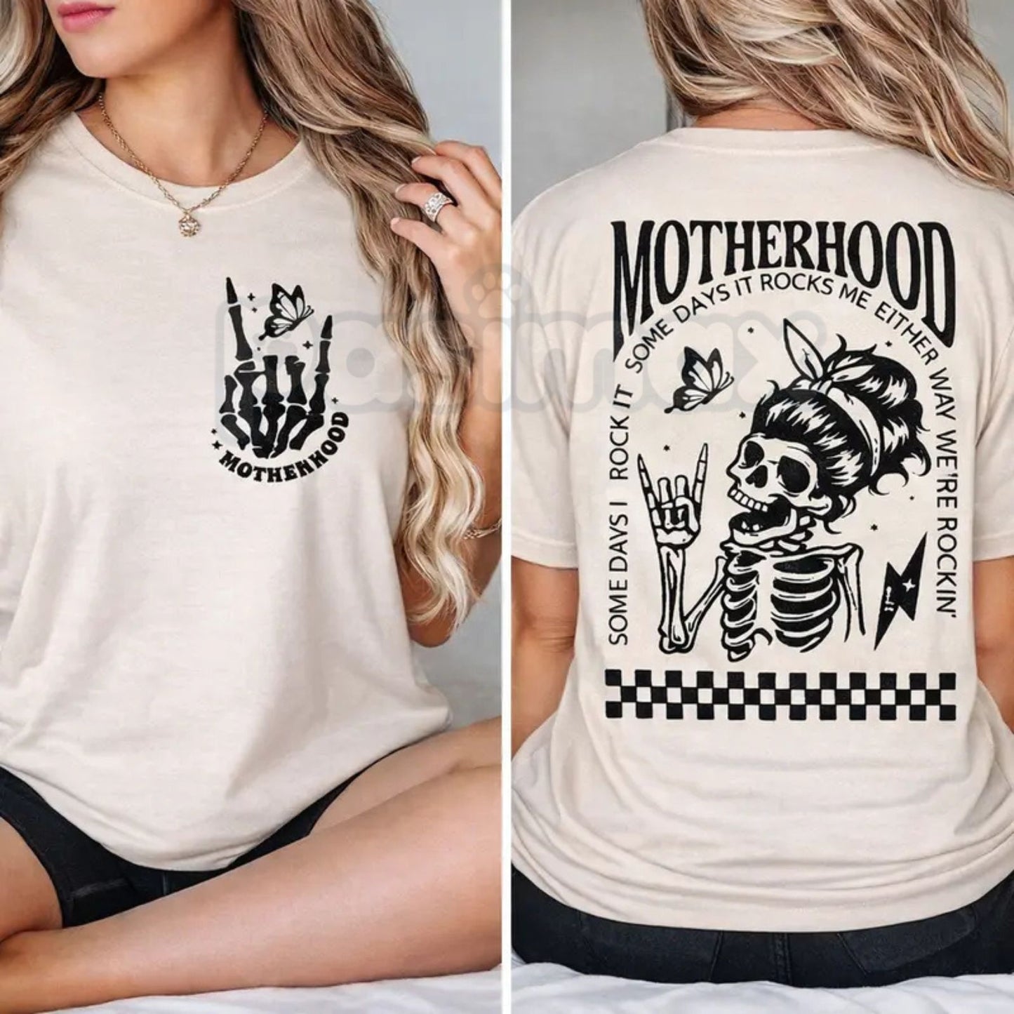 "Motherhood: Sometimes I Rock It, Sometimes It Rocks Me" T-Shirt – Funny Relatable Mom Graphic Tee, Premium 100% Cotton Motherhood Life Top, Soft Lived-In Heavyweight Sarcastic Mama Shirt, Made in USA
