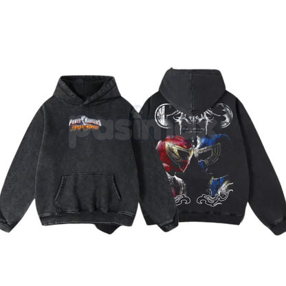 Ninja Storm Red v. Navy Ranger Limited T-Shirt – Vintage Oversize Anime Manga Washed Cotton Tee