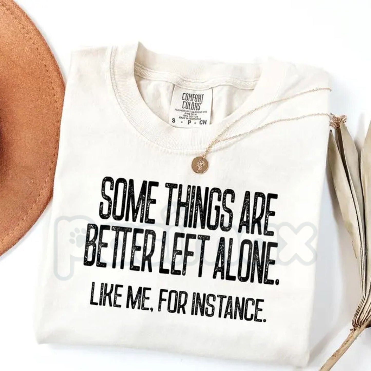 Comfort Colors® "Some Things Are Better Left Alone" T-Shirt – Funny Sarcastic Graphic Tee, Moody Aesthetic Minimalist Shirt, Sassy Introvert Gift