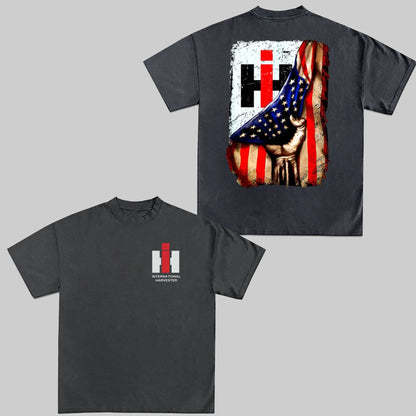 Case IH US Flag T-Shirt - 2-Sided Graphic Tee for Farmers, International Harvester Apparel