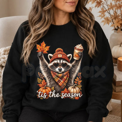 Retro Autumn Raccoon Sweatshirt | Funny Raccoon Pumpkin Graphic Crewneck