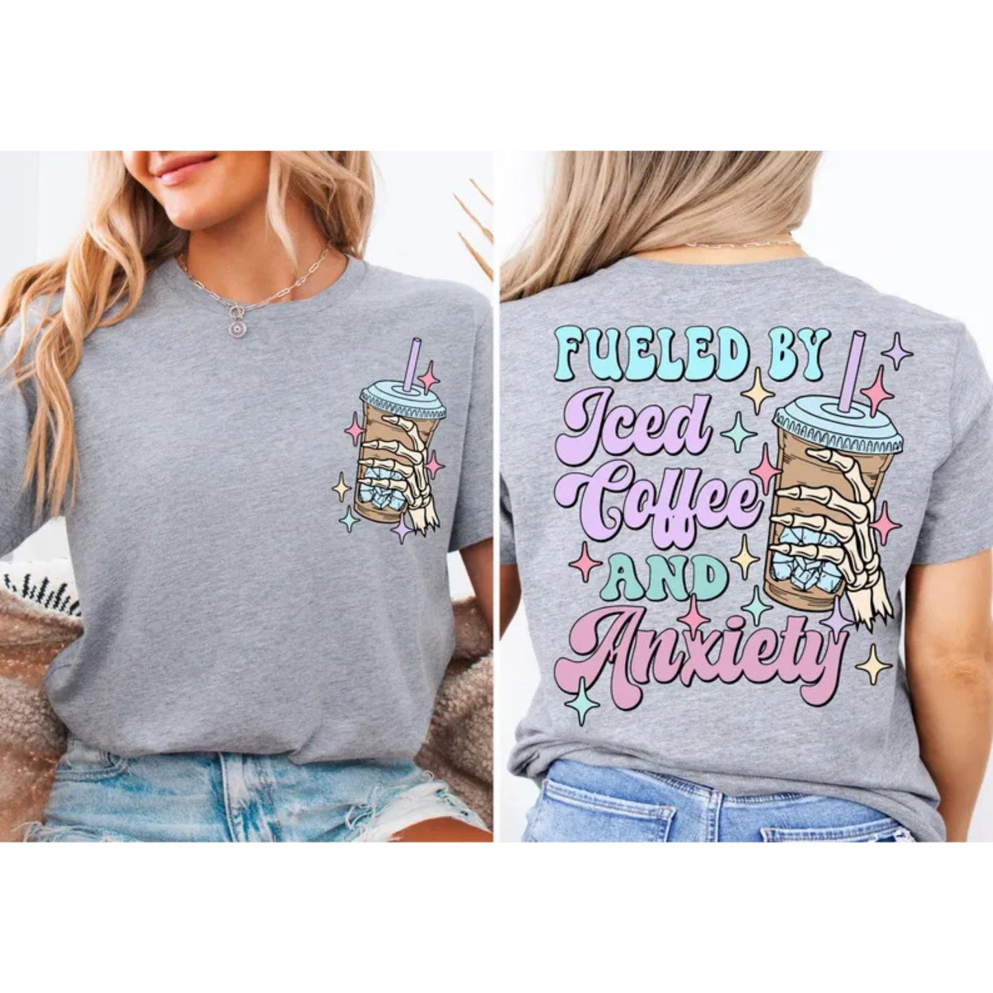 "Iced Coffee" Self-Care T-Shirt - Comfortable Tee for Mental Health, Everyday Graphic Apparel