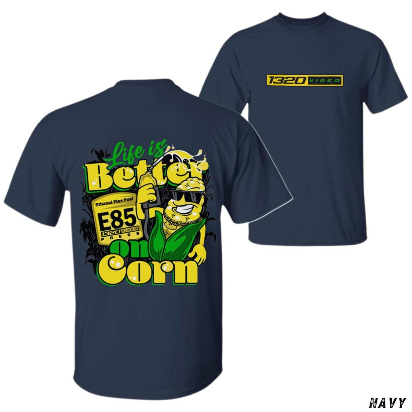 1320 Video "Corn Fuel" T-Shirt - Fun E85 Ethanol Graphic Tee, Street Racing Apparel