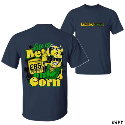1320 Video "Corn Fuel" T-Shirt - Fun E85 Ethanol Graphic Tee, Street Racing Apparel