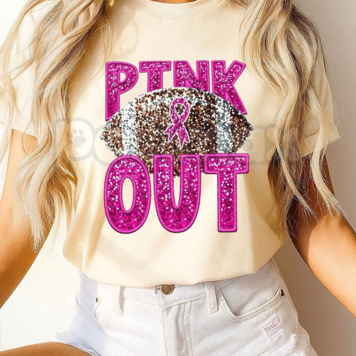 Pink Ribbon Football Breast Cancer Awareness T-Shirt – Women's Summer Graphic Tee
