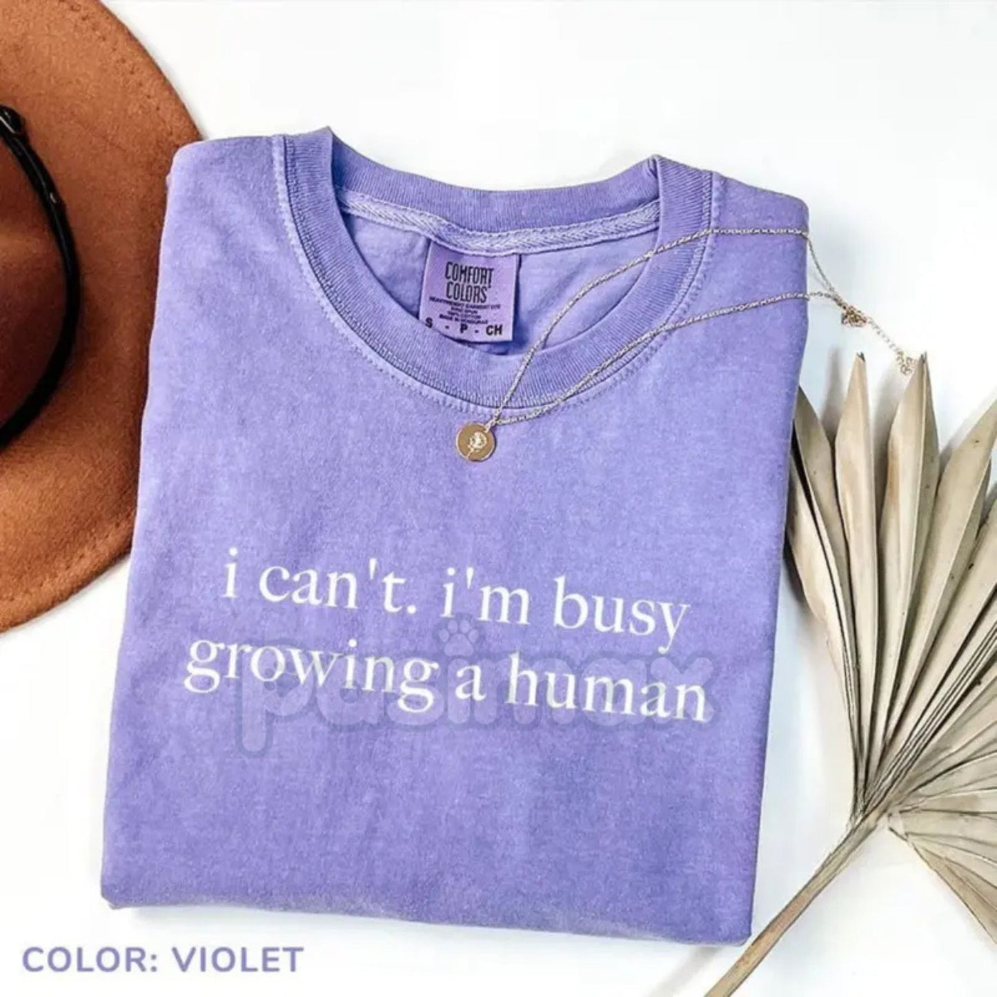 Comfort Colors® Oversized Maternity Tee – 'I Can't I'm Busy Growing A Human' Shirt, Funny Pregnancy Comfort, Mom To Be Gift