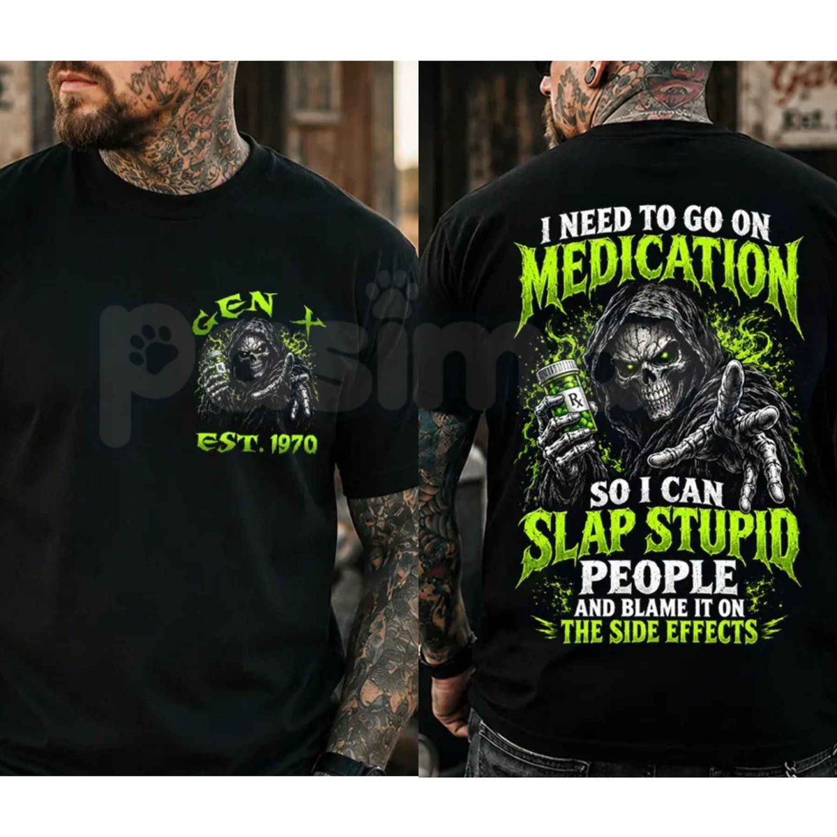 Chaosmoda I Need To Go On Medication Custom Year Skull T-Shirt – Funny Sarcastic Graphic Unisex Tee
