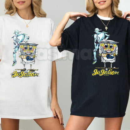 JoJo’s Bizarre Adventure Anime Graphic T-Shirt – Retro Stardust Crusaders Streetwear Tee, Premium 100% Cotton Golden Wind Fan Top, Soft Lived-In Heavyweight Harajuku Anime Shirt, Made in USA