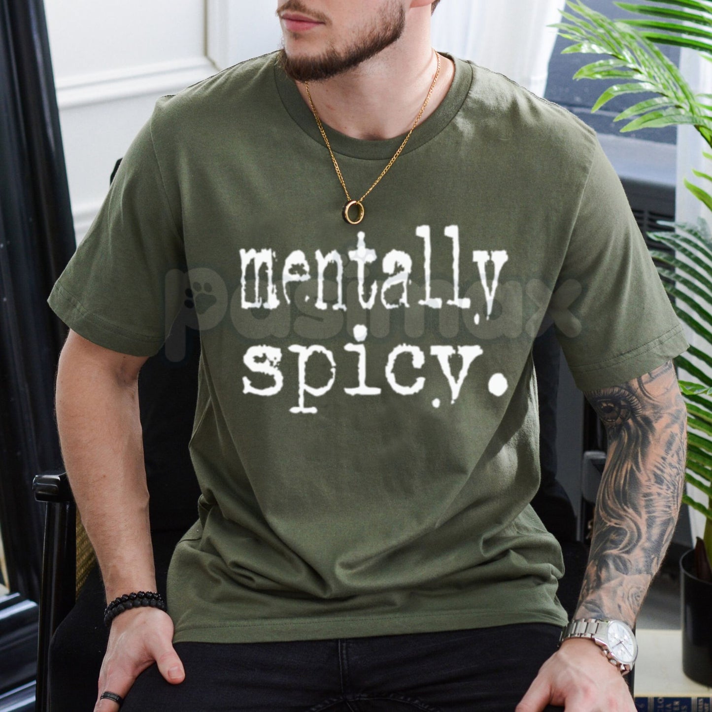 "Mentally Spicy" Aesthetic T-Shirt – Funny Neurodivergent Graphic Tee, Premium 100% Cotton Mental Health Top, Soft Lived-In Heavyweight Dopamine-Chasing Shirt, Made in USA
