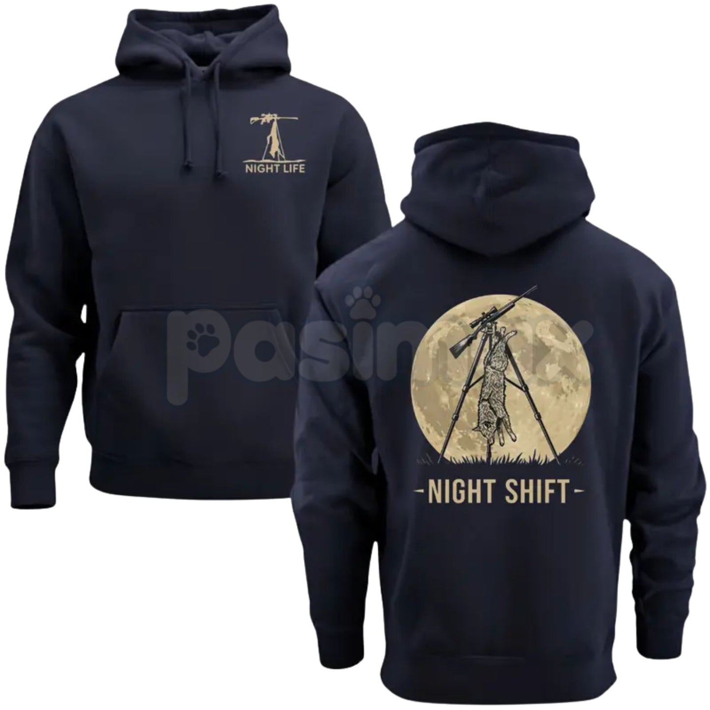 Coyote Night Life Hunting Hoodie – Thermal Predator Hunter Gear, Rugged Men’s Pullover, Gift for Coyote & Varmint Hunters