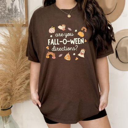 "Are You Fall-O-Ween Directions?" Shirt - Funny Halloween Pun Tee, Spooky Season Apparel