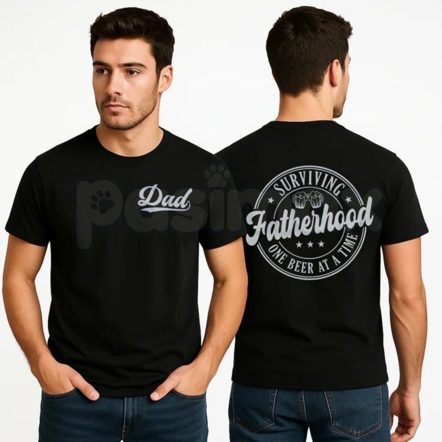 "Surviving Fatherhood One Beer At A Time" T-Shirt – Funny 2-Sided Dad Gift Tee