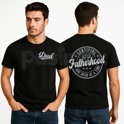 "Surviving Fatherhood One Beer At A Time" T-Shirt – Funny 2-Sided Dad Gift Tee