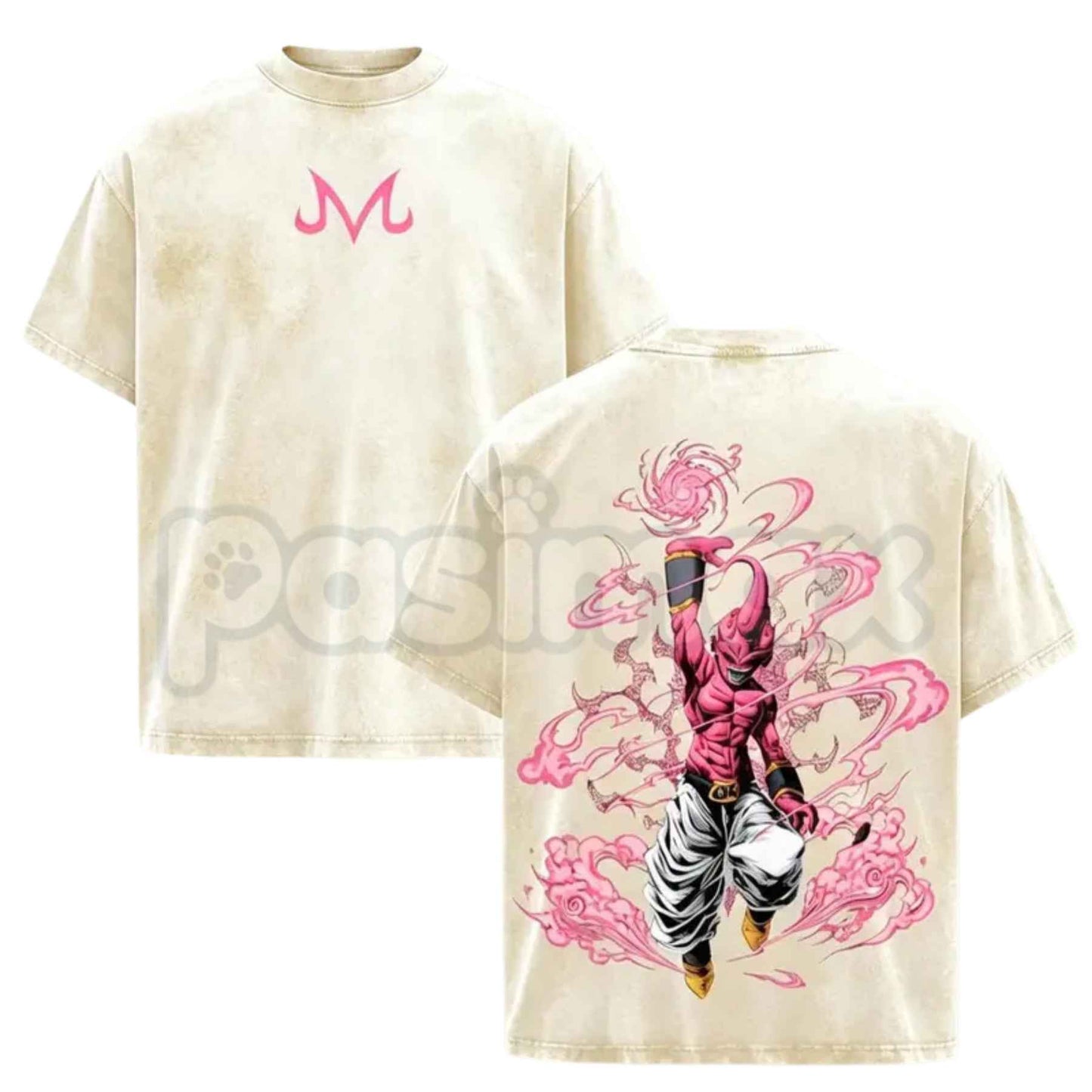 Majin Buu Vintage Washed Anime T-Shirt – Kid Buu Pink Energy Graphic Tee, Vintage Acid Washed Lightweight Cotton Dragon Ball Z Unisex Top